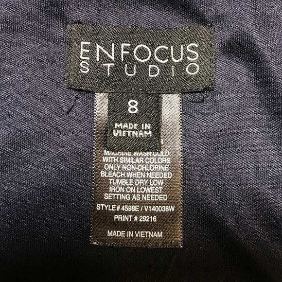 Enfocus Studio Abstract Round Neck 3/4 Sleeve Midi Shift Dress 8 - Picture 3 of 4